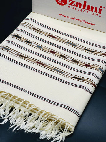 Multiple border Australian - White Shawl