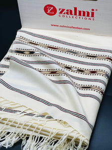 Multiple border Australian - White Shawl