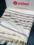 Multiple border Australian - White Shawl