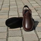 Dark brown jeans chappal - smooth leather
